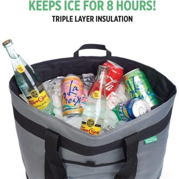 Jumbo Insulated Cooler Bag (Gray) with HD Thermal Insulation-Premium,Collapsible - Picture 4 of 6